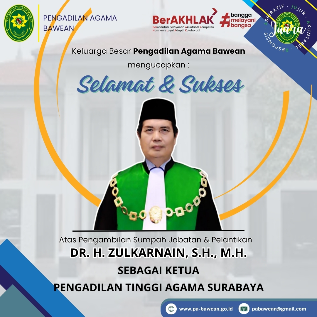 Sumpah jabatan dan Pelantikan KPTA Surabaya_Bapak Zulkarnain